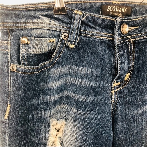 ZCO Jeans Blue distressed‎ jeans boot cut  size 9 - Picture 6 of 14